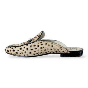 Sam Edelman Beige and Black Spotted Haircalf Mule
